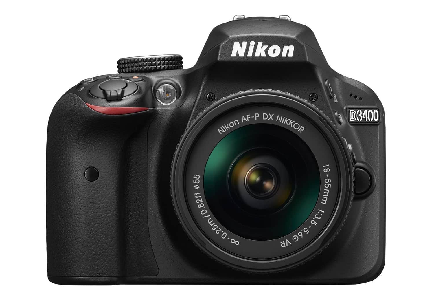 Front view of Nikon's D3400 DSLR Camera.