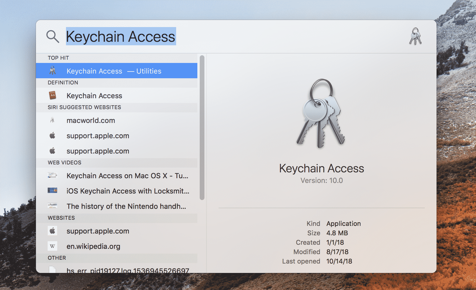 Keychain Access Spotlight