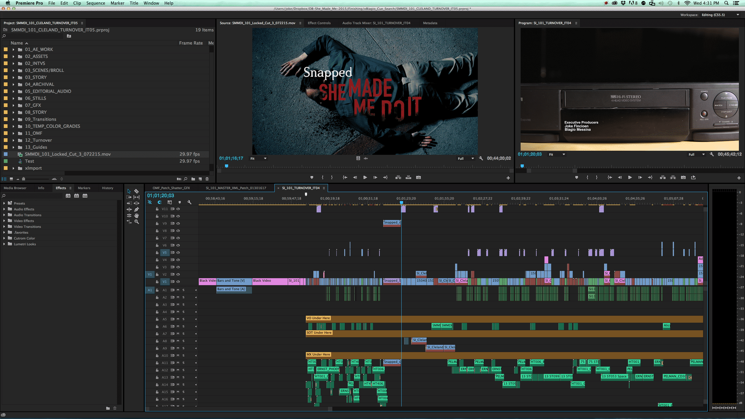 A screenshot of the interface used when editing a timeline on Adobe's Premiere Pro CC 2017