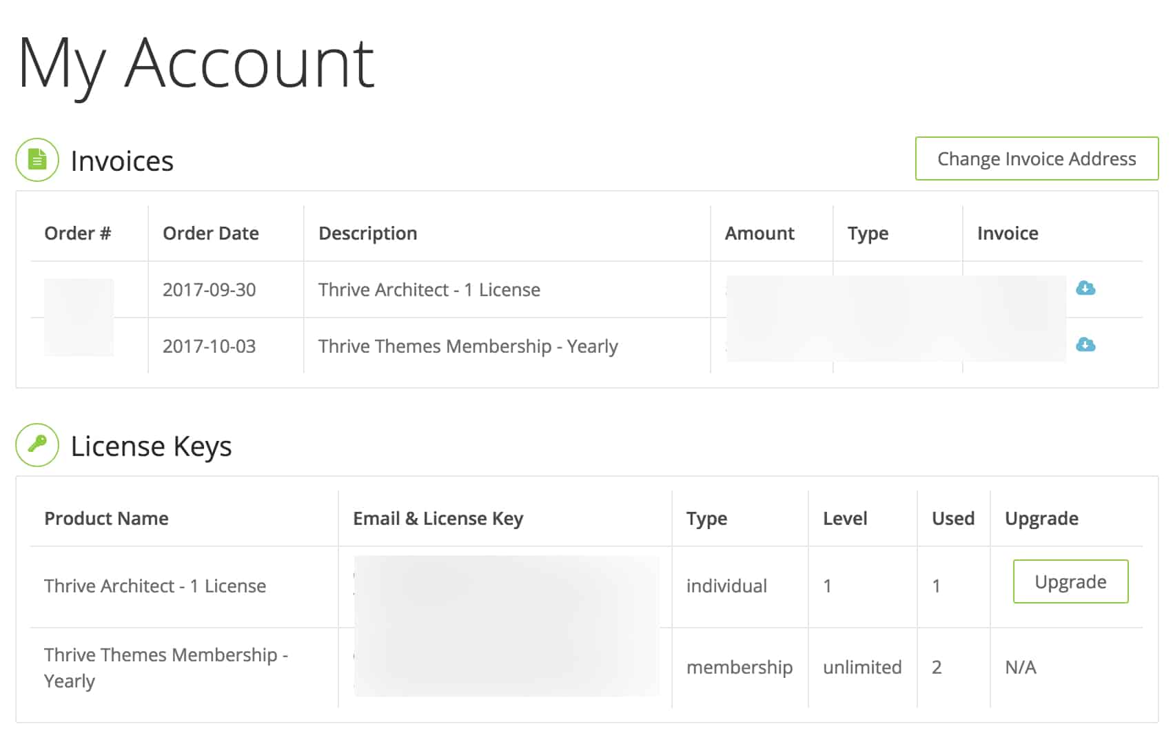 Thrive Membership Receipt