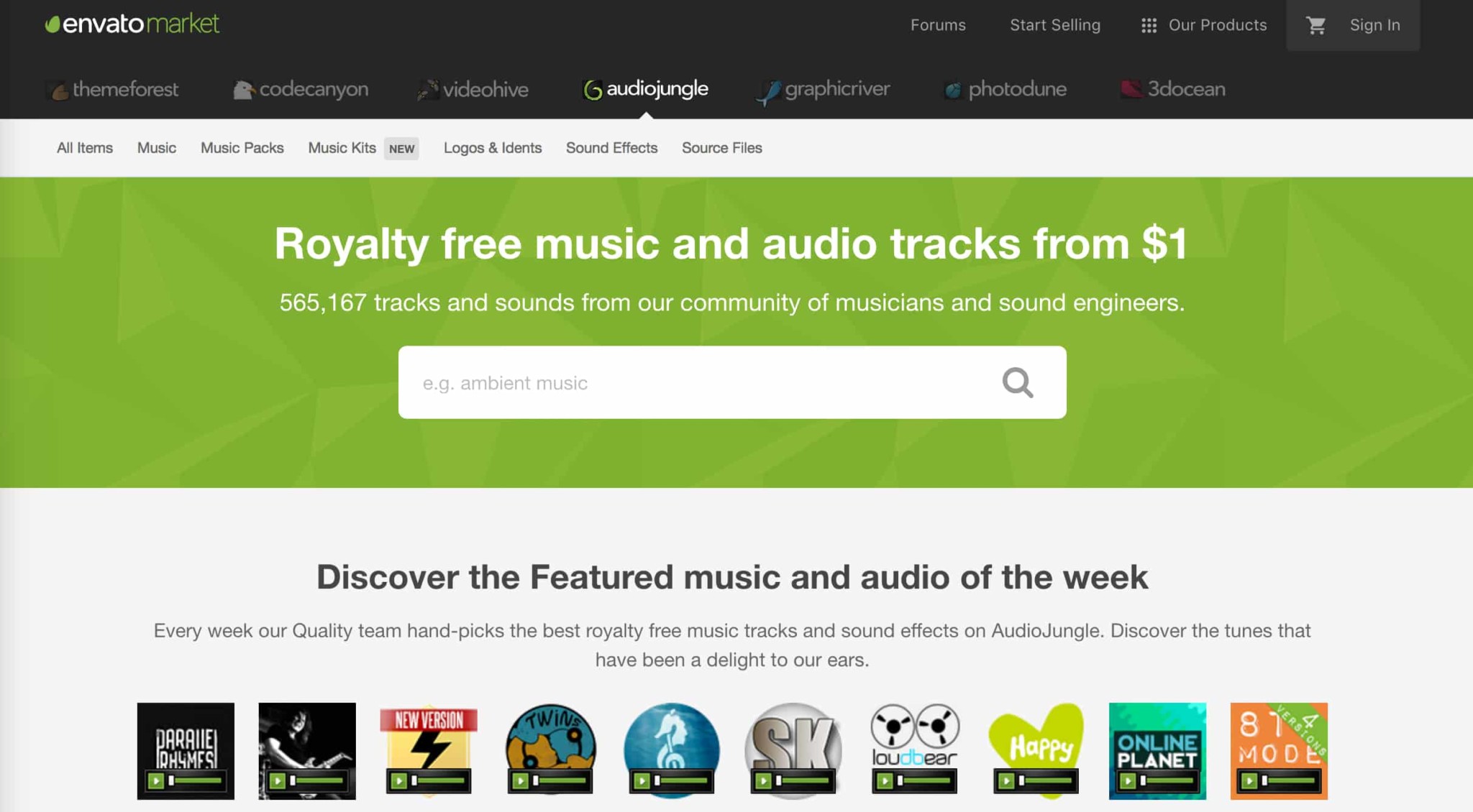 AudioJungle-Homepage