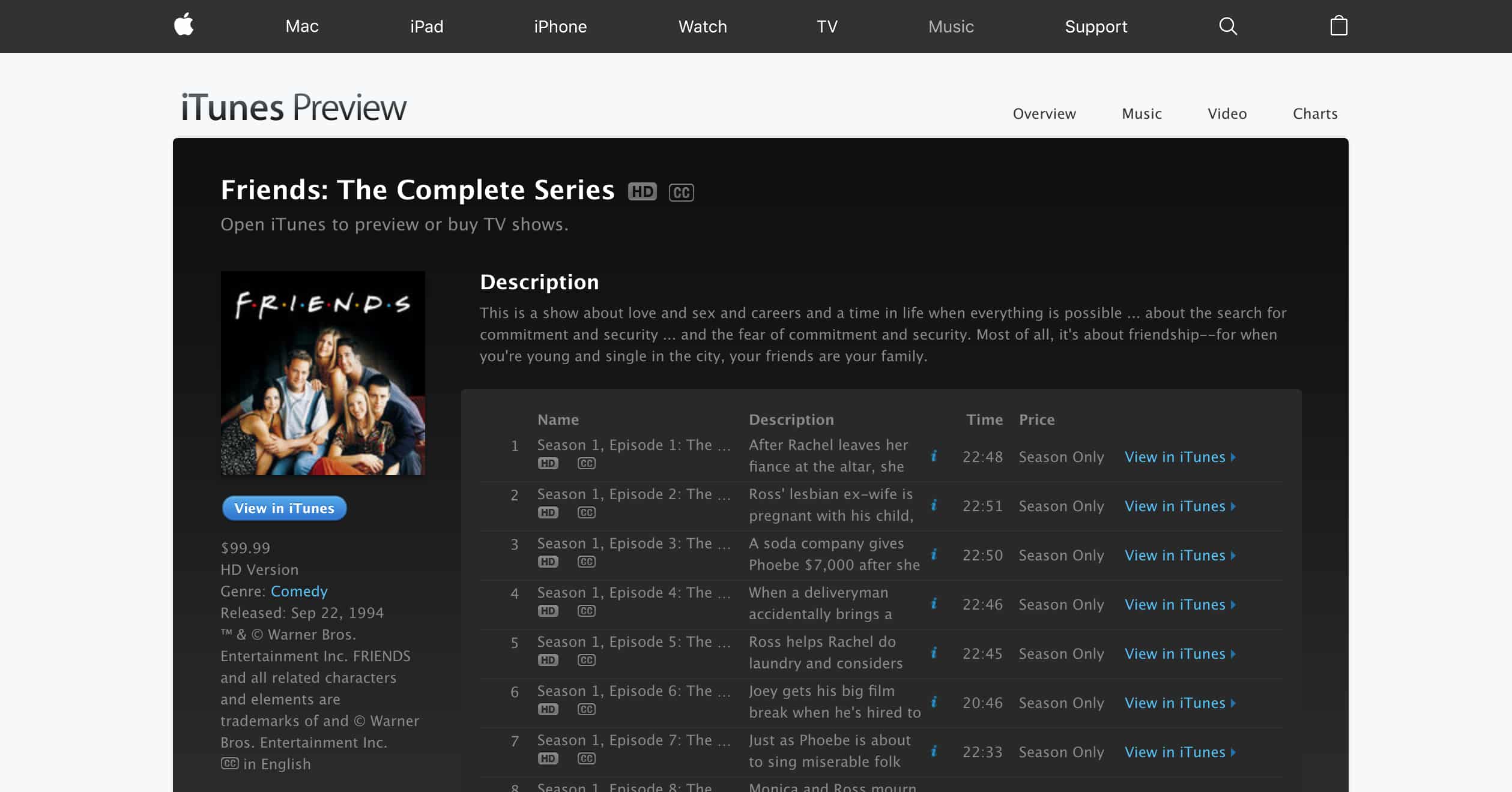 Friends the complete series itunes