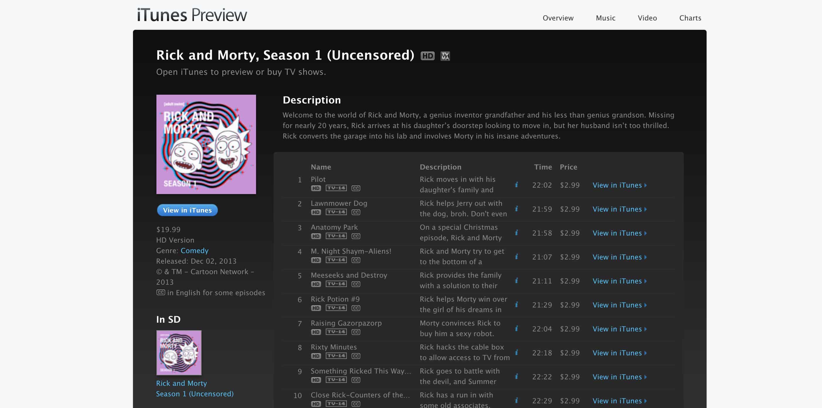 Rick & Morty iTunes Season 1