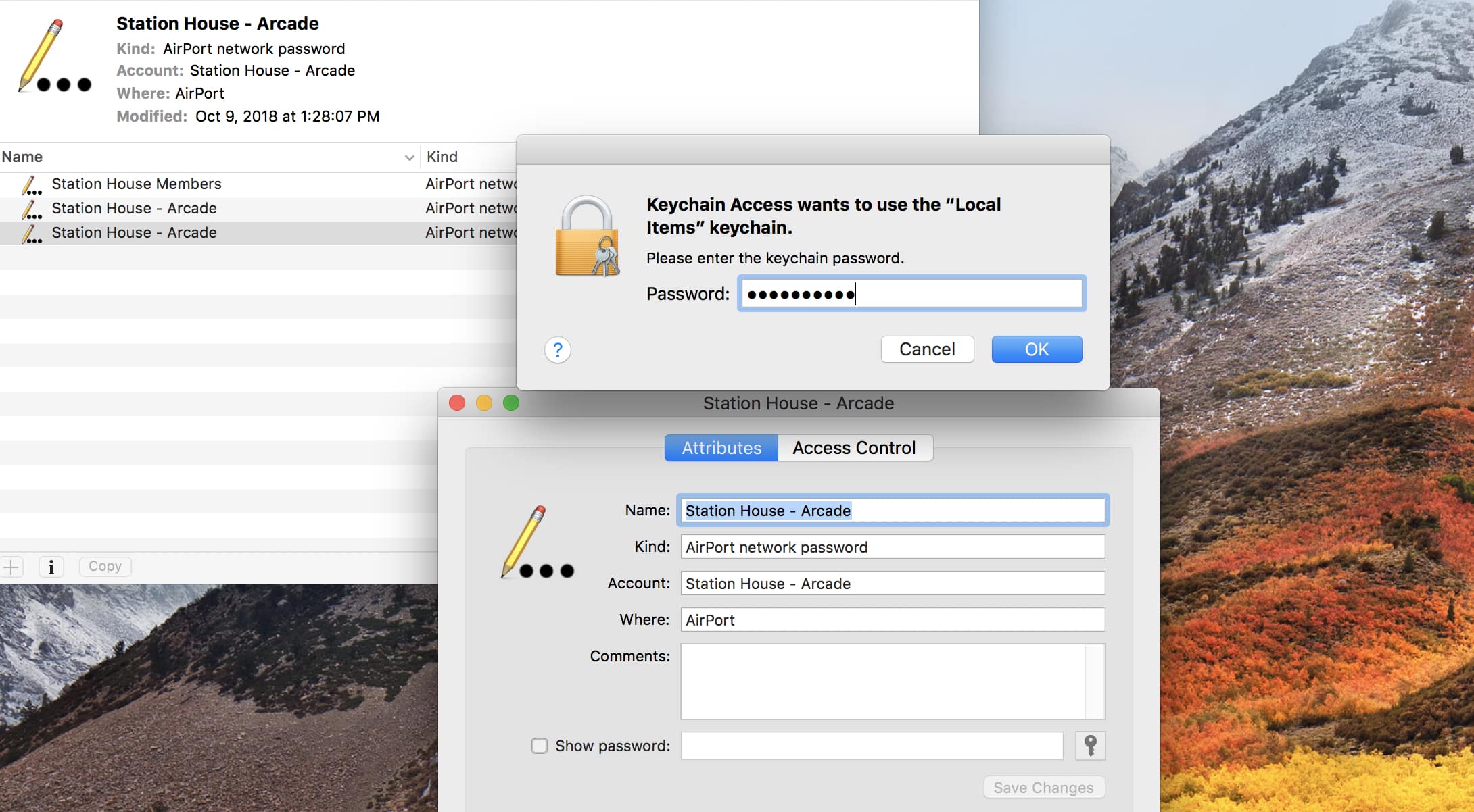 Enter Keychain Access Password