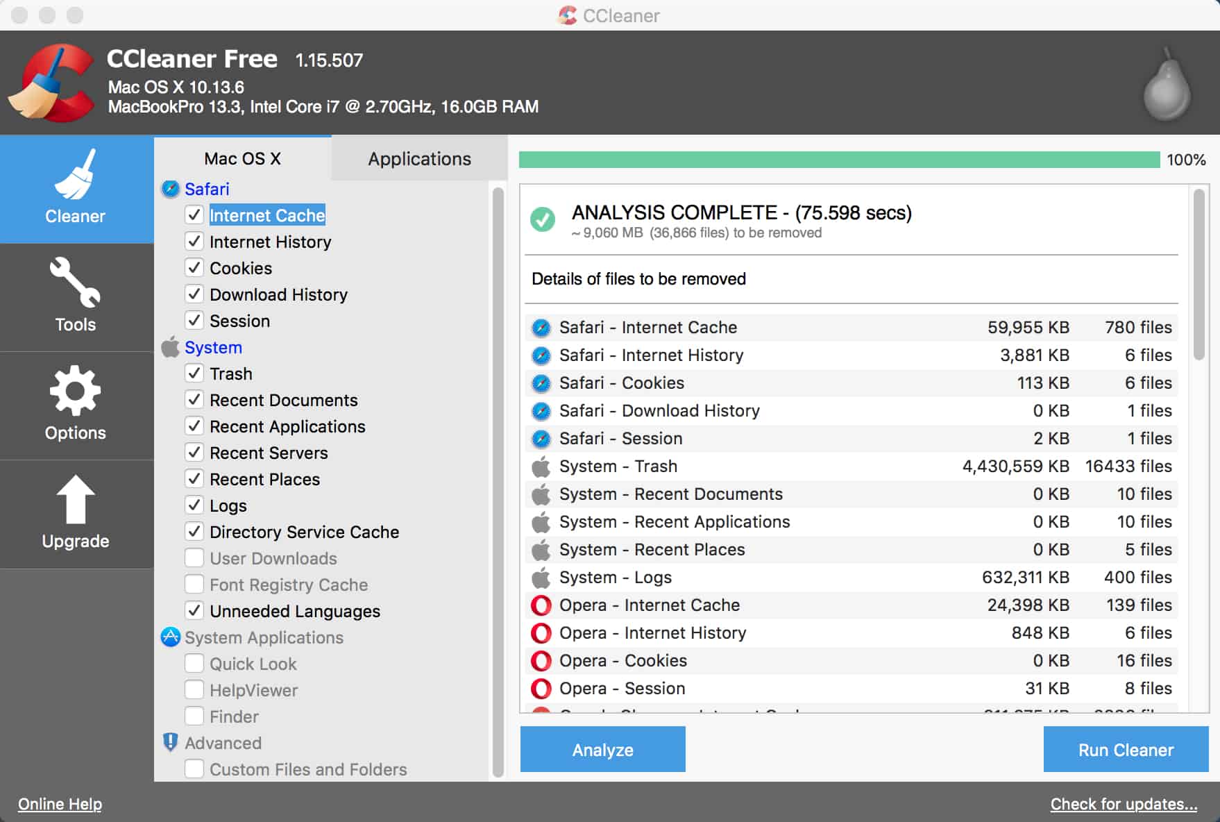 CCleaner Results