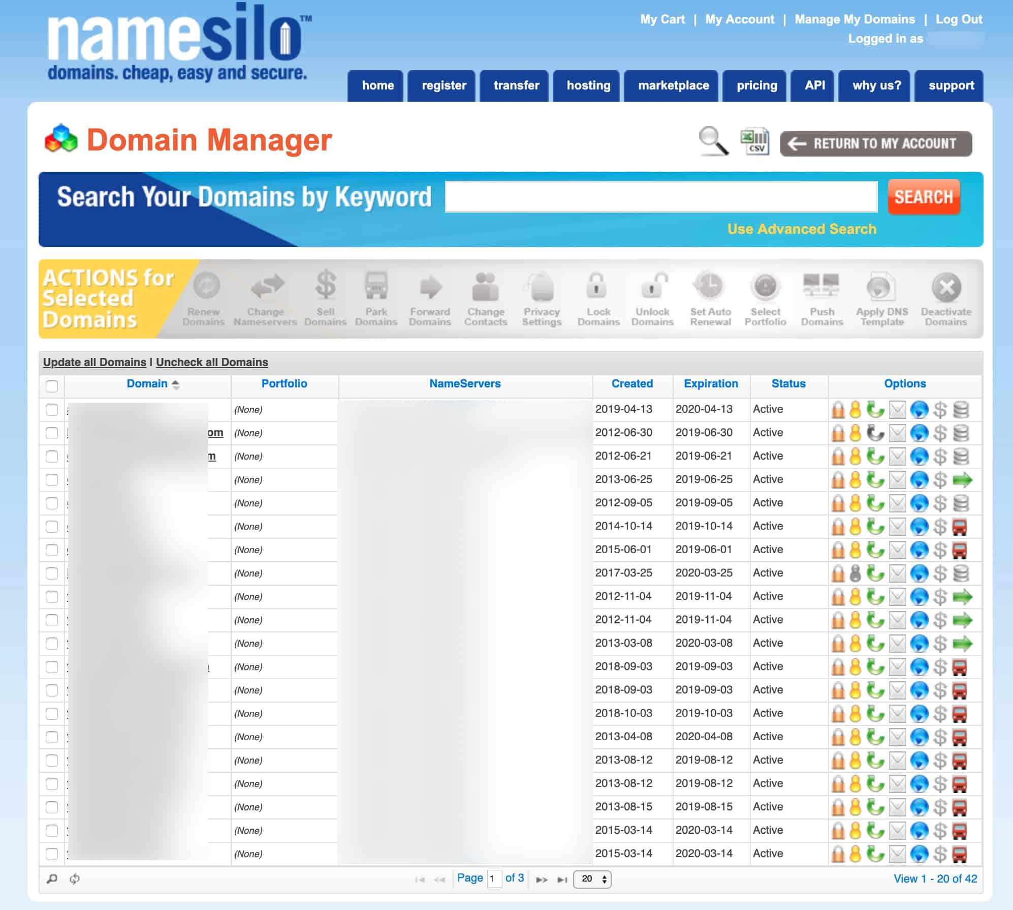 NameSilo Domain Manager UI