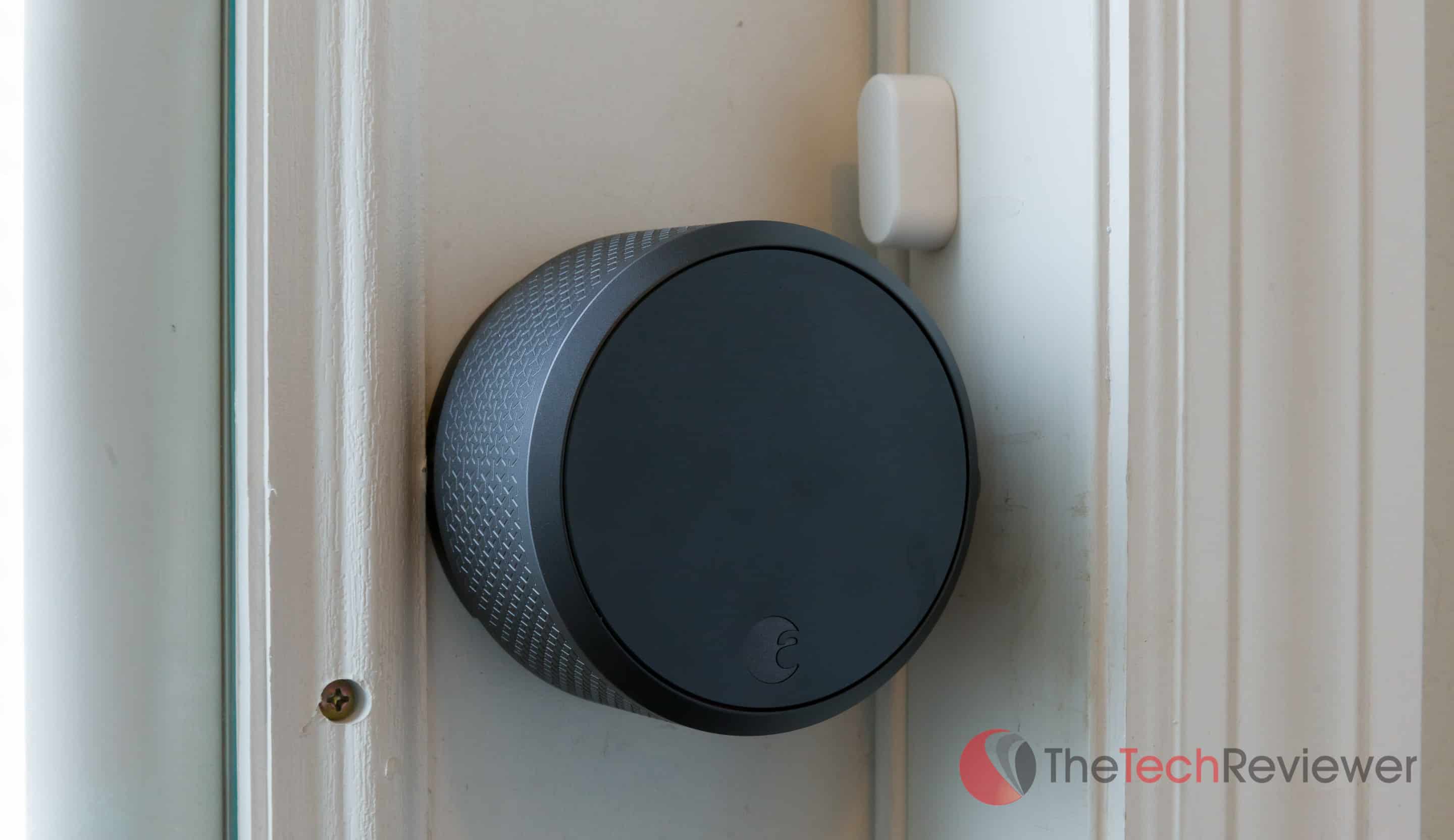 August Smart Lock Pro and DoorSense sensor close up