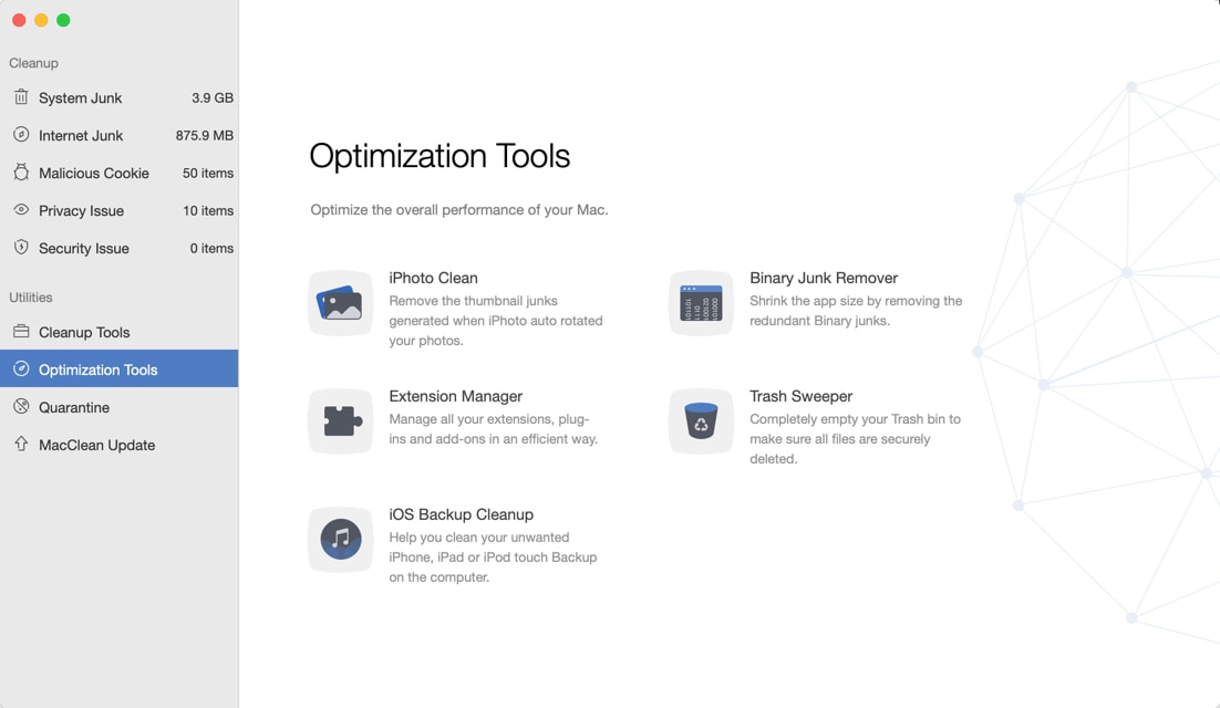 Mac Clean 3 Optimization Tools