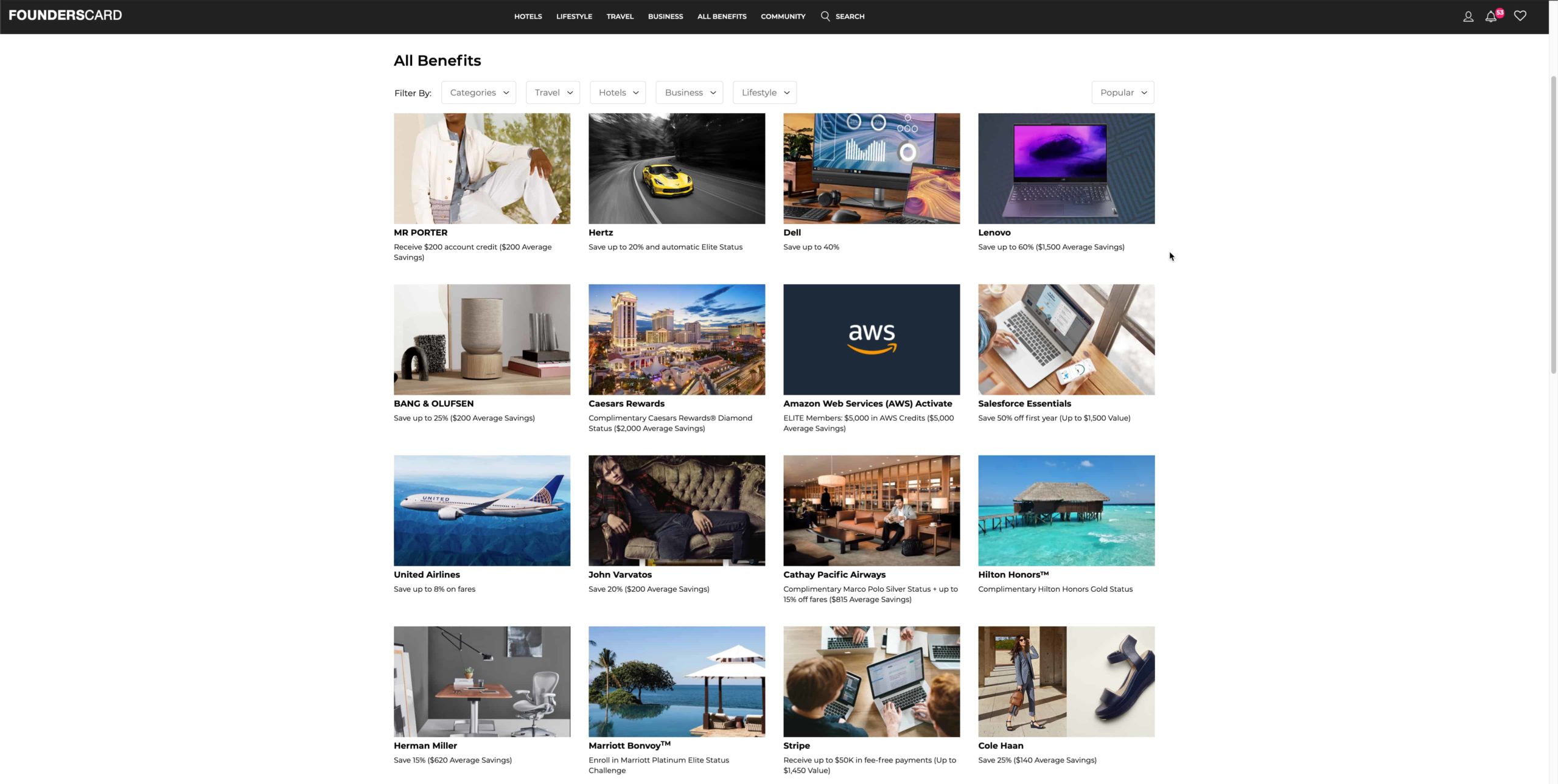 Founderscard Web Interface